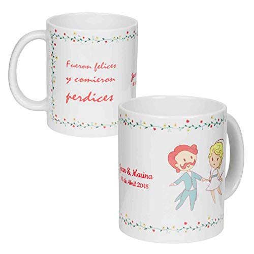 Lote de 6 Tazas de Porcelana para Bodas Personalizables (A Elegir)". Recuerdos. Regalos Originales. Detalles de Bodas, Comuniones, Bautizos, Cumpleaños. CC (BAILAR)