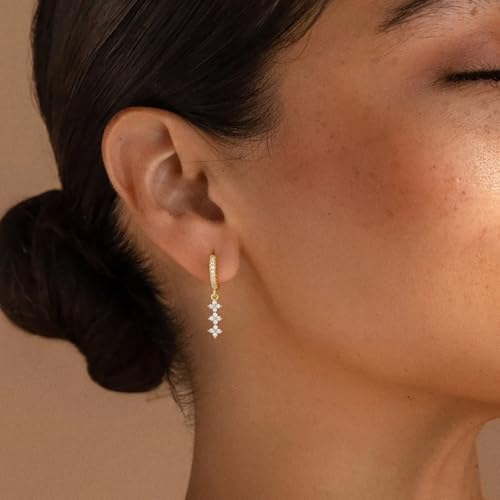 Gold Earrings for Women, Gold Dangle Hoop Earrings for Women, 14K Dainty Non Tarnish Gold Filled Earrings Jewelry for Women4
