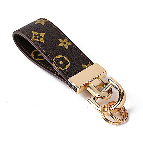 NEW 2022 Multifunctional Car and Home Keychain Genuine Leather Key Chain and Metal Key Rings for Men Women (Brown)