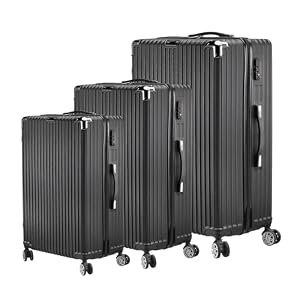 LIVLUX LIVLUX Kofferset - 3 teiliges Reisekoffer Set inklusive Handgepäck- Hartschalen Koffer mit Zahlenschloss, 4 Rollen und Komfort Tragegriffen - ABS Trolley Rollkoffer (Schwarz) LIVLUX LIVLUX Kofferset - 3 teiliges Reisekoffer Set inklusive Handgepäck- Hartschalen Koffer mit Zahlenschloss, 4 Rollen und Komfort Tragegriffen - ABS Trolley Rollkoffer (Schwarz)