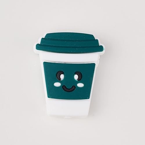 Miniatura 6 de 18 cuentas de taza de café de dibujos animados, cuentas de impresión de silicona, cuentas planas de forma colorida, cuentas espaciadoras de silicona