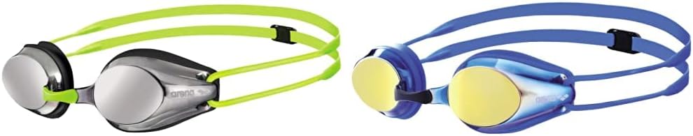 Arena Tracks Junior Children's Unisex Competition Swimming Goggles Mirrored & Tracks Jr Mirror Junior Goggles 1E560 Bluey Ello Wrevo/Blue/Blue One Size