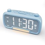Radio Alarm Clock with Bluetooth Speaker & FM Radio - 5 Adjustable Brightness and 16 Volume Levels, Digital Alarm Clock with LED Night Light, Battery Backup, Snooze, 12/24H&DST, Phone Charger