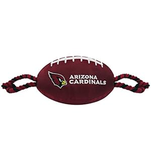 Pets First NFL Arizona Cardinals Football Dog Toy, Tough Nylon Quality Materials with Strong Pull Ropes & Inner Squeaker in NFL Team Color (ARZ-3121)