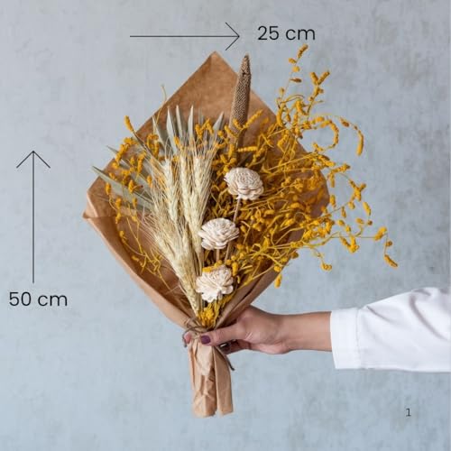 Image of Sun-Kissed Oasis Bunch | Natural Dried Flower | Eco-Friendly Flowers for Home, Office, Bedroom, Table Decoration and Craft Items Corner (Without Vase Pot)