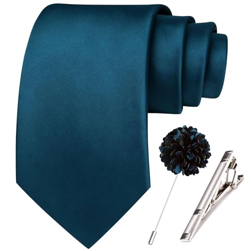 Image of Hi-Tie Men's Extra Long Solid Satin Tie Set 63 Inch /70 Inch Formal Necktie