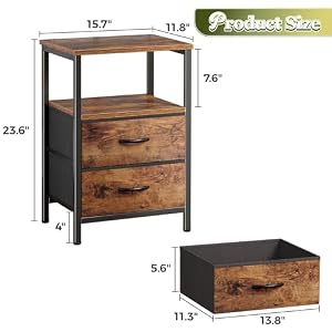 Huuger Night Stand Set of 2, Nightstand with 2 Drawers, Bedside Table — photo 3 of 6