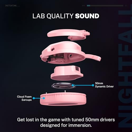 Image of JLab Nightfall Wireless Gaming Headset, Bluetooth 5.3, Pink