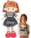 Printualist Personalized Rag Dolls for Girls - Custom 16 Inches Soft Plush Snuggle Baby Doll for Toddlers Stuffed Toys - Muñecas de Trapo Personalizadas para Niñas - Jean Skirt