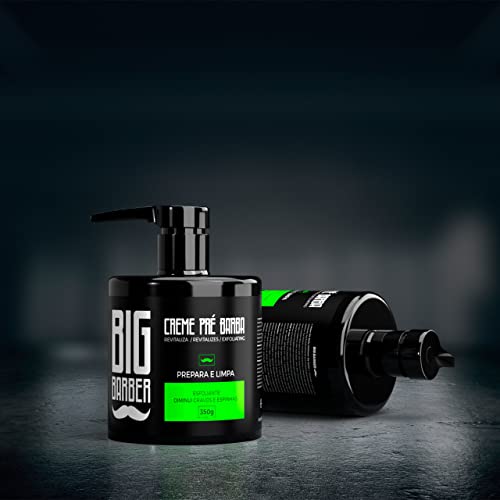 Creme Pré Barba Big Barber 350g Lemon Limpador Facial Esfoliante Caixa Com 3 Unidades