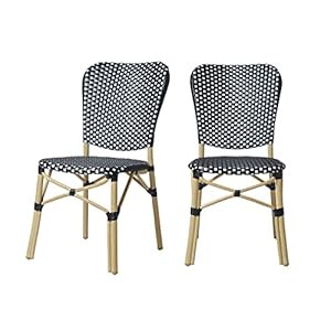 64278 Orsay French Bistro Wicker Colorful Seating Inspired Classic French Lightweight Yet Durable Chairs Orsay Woven All Weather Wicker Faux Bamboo Style Aluminum Frame – Set of 2