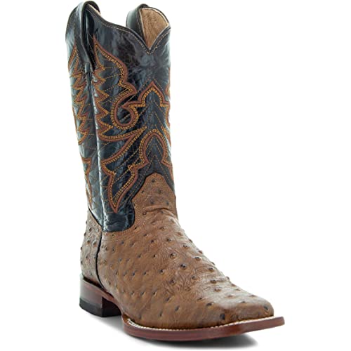 Soto Boots Women's Ostrich Print Cowgirl Boots M8002 (Tan,8.5)3