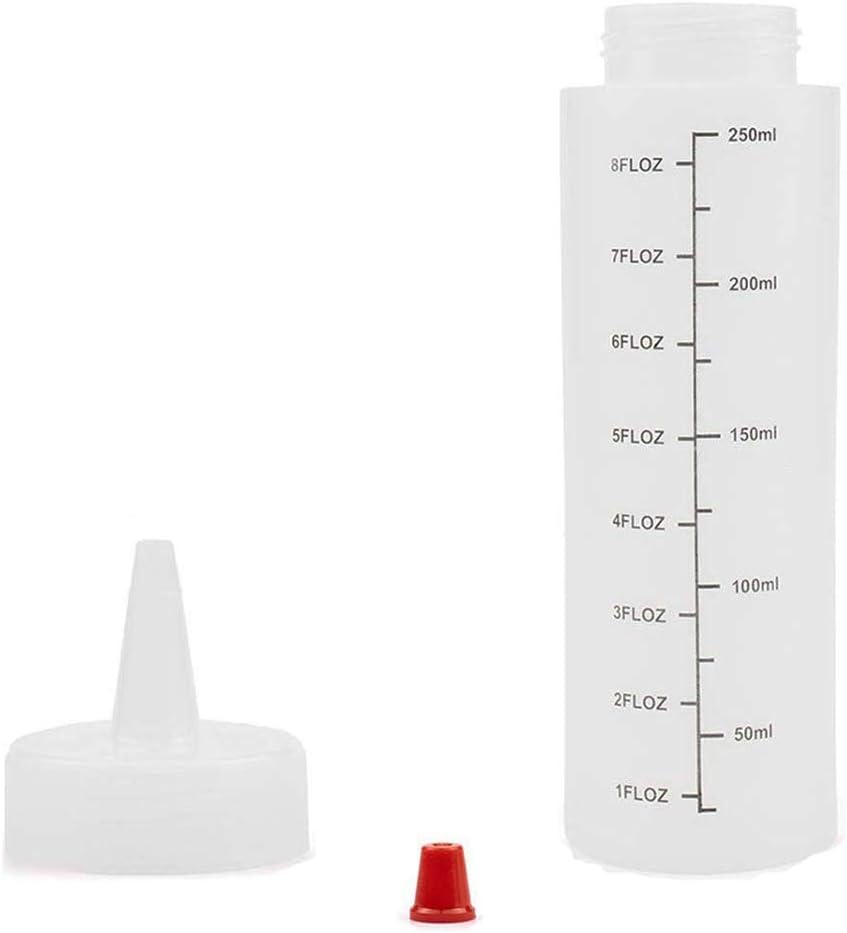 12 Pack 8 oz Plastic Squeeze Bottles,Polyethylene Durable Plastic,Clear Bottles,Red Cap,for Ketchup,Condiments,BBQ Sauce,Dressing,Barbecue,Grilling,Crafts,Syrup and More