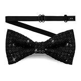 Rzmtaol Rhinestone Bow Ties for Men, Pre-tied Mens Bow Tie Sparkle Sequin Bowtie with Adjustable Length for Wedding Party (Black)