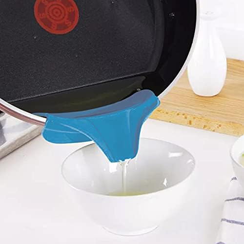 Silicone Clip-On Colander Kitchen Pasta Food Snap Strainer with 1 Anti-Spill Soup Funnel,Hands-Free Heat Resistant Drainer Filter Pour Spout,Deflector for Pots Bowls Vegetable Noodles and Spaghetti