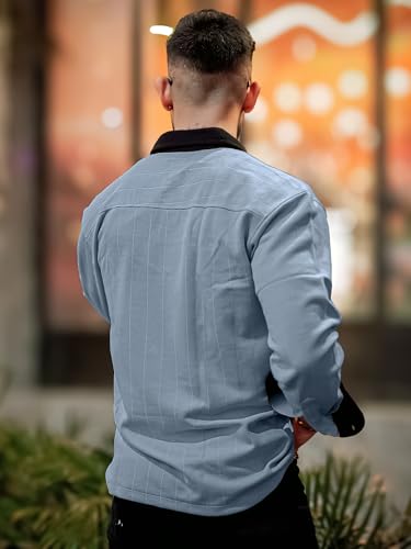 Image of Maniac Mens Solid Collared Neck Full Sleeve Biscuit and Black Cotton Shirt