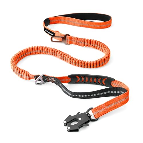 Strapazierfähige Taktische Hundeleine mit Schnellverschluss-Karabiner und stark reflektierenden Fäden, 1,2-1,8 m Power-Stretch-Hundeleine für mittelgroße und große Hunde