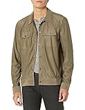 John Varvatos Men's Slim FIT SNAP Shirt with Chest Pockets, Olive, L