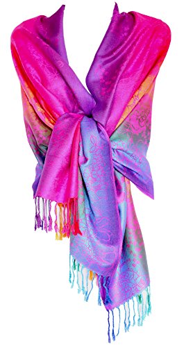 KMystic Colorful Rave Paisley and Flower Pashmina Scarf Shawl Wrap