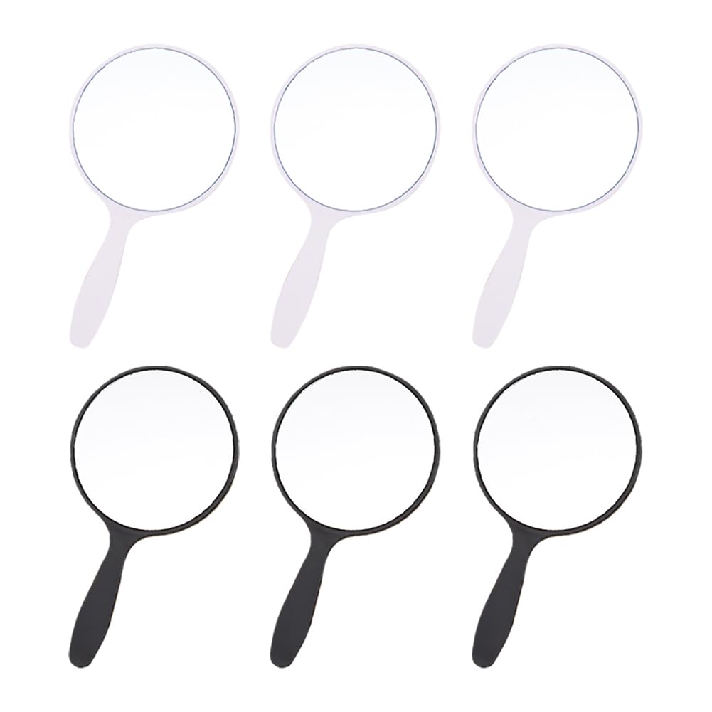 HugeDE 10 Pcs Small Handheld Mirrors Travel Makeup Hand Mirrors Potable Cosmetic Mirrors Plastic Vanity Mirrors with Handle White Black