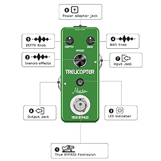 Rowin Pédale à effet trémolo classique pour guitare électrique, True Bypass - Les Beatles, Paul McCartney, John Lennon, RIngo Starr, George Harrison Rowin Pédale à effet trémolo classique pour guitare électrique, True Bypass – Image 2