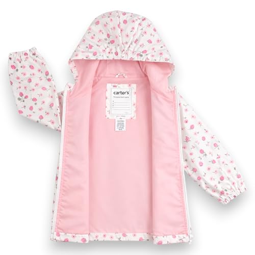 Image of Carter's Toddler & Little Girls' Midweight Fleece Lined Hooded Raincoat Rain Jacket