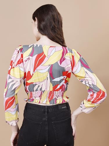 Image of Wedani Women's Casual Foral Print Puff Sleeve Regular Top