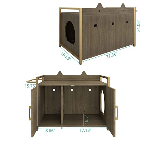 Senich Cat Litter Box Enclosure/Litter Box Furniture/Washroom Bench Cabinet/Decorative Wooden Pet House with Table/Easy… - Image 4