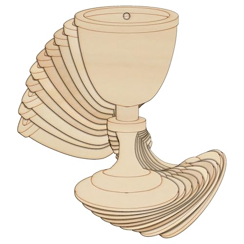 10 copas medievales de madera con forma de cáliz medieval de 3 mm (8 x 4 cm, agujero central superior)