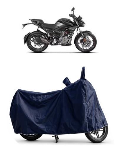 Image of Shield Heavy Duty Bike Cover for Hero Xtreme 125r | All-Season, Tear-Proof Fabric | with Side Mirror Pocket & Buckle Belt | Hero Xtreme 125r Bike Cover (Blue)