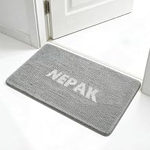 NEPAK Door Mat for Muddy Paws, Absorbent Non-Slip Washable, 30x20CM Quick Dry Chenille, Indoor Entryway Carpet