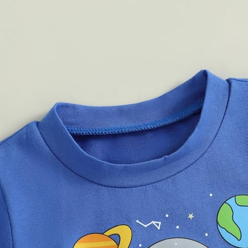 Canis 1-6 Years Birthday Boy Shirt Space Rocket Astronaut Themed T-Shirt with Moon Balloon and Planets Short Sleeve Tee3