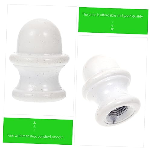 Image of 2Pcs White Lamp Finials Decorative Zinc Alloy Knobs for Table and Floor Lamps, Elegant Light Accessories for Lamp Shades, Modern and Vintage Style Decor