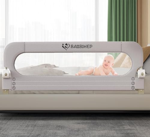 Foldable Baby Bed Rail for Toddlers, 71IN Baby Bed Rail Guard with Built-in Sponge,Swing Down Baby Bed Safety Side Rails,Portable Bed Rails Guard Bumper for Full Size, Queen