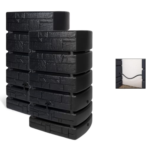 2 x Kreher® XXL Regentonne 500 L - Regenwassertank mit Hahn aus...