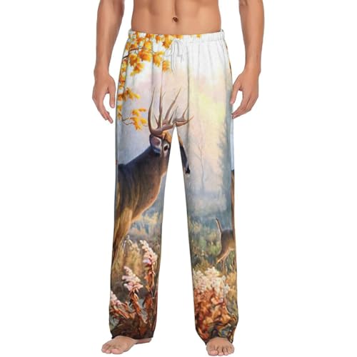Pyjama pour homme en polaire imprimé cerf avec poches une idée de cadeau de Noël utile et chaude