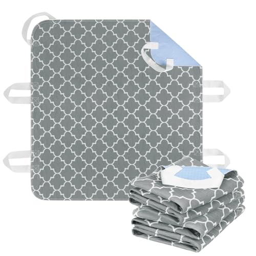 OUTCREATOR® Positioning Bed Pads with 6 Handles - Easy Repositioning & Transfer for Elderly & Adults 34"x36" Waterproof Washable Incontinence Pads, Absorbent with Non-Slip Bottom (Pack of 2, Gray)