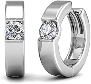 Hoop Loop Earrings for Women18K White Gold with Sparkling Element Crystal with Jewellery Box for Women Wife Mother Daughter