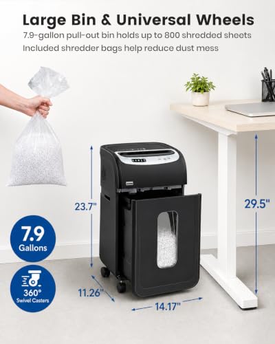 Image of VidaTeco 18-Sheet Paper Shredder for Home Office Heavy Duty Micro Cut | 60-Minute Micro Cut P-4 Security, Auto-Reverse Anti-Jam System, 7.9-Gallon Pullout Bin, Shreds Staples /CD /Credit Cards (ETL)