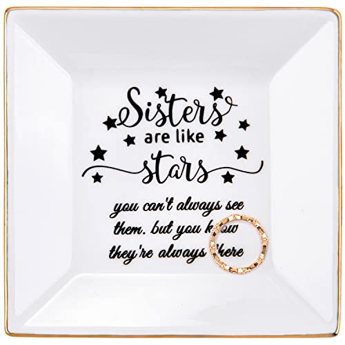 Kaidouma Regalos para hermanas – Regalos de cumpleaños para hermana – Plato de cerámica para anillos – Bandeja de joyería – Regalos de Navidad para hermana, cuñada – Regalos de hermanas son como