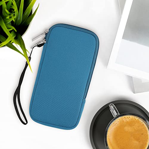 kwmobile Neoprene Phone Pouch Size XXL - 7" - Universal Cell Sleeve Mobile Bag with Zipper, Wrist Strap - Cornflower Blue - Image 2