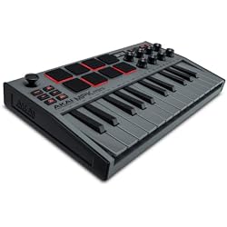 Akai Professional MPK Mini MK3 25-Key USB MIDI Keyboard Controller, Grey | Velocity-Sensitive Mini Keys, 8 MPC Pads, 8 Knobs, Software Suite Included, for Beat Makers, Music Producers and Home Studios