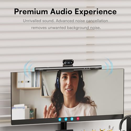 Image of Raikon 4K Webcam with Ring Light & Microphone, 4K Ultra HD Streaming Camera, Built-in Dual Noise-Canceling Mics, Auto Light Correction, for Zoom /Skype /Teams /YouTube /Twitch, Plug & Play, for PC