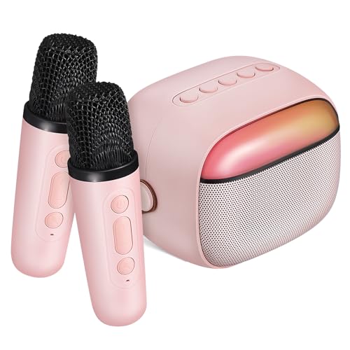Consejos para Comprar Ovalo Rosa comprados en linea. 46 Mini máquina de Karaoke, Altavoz de Karaoke portátil con micrófono para niños y Adultos, micrófono y Altavoz para Cantar con Luces LED para Fiestas en casa. (Rosa, Oval)