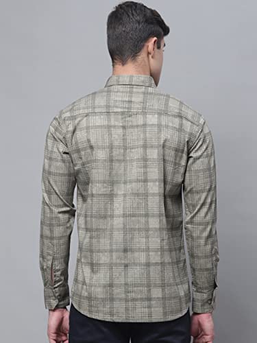 Image of Majestic Man Cotton Checkered Slim Fit Casual Shirt For Men