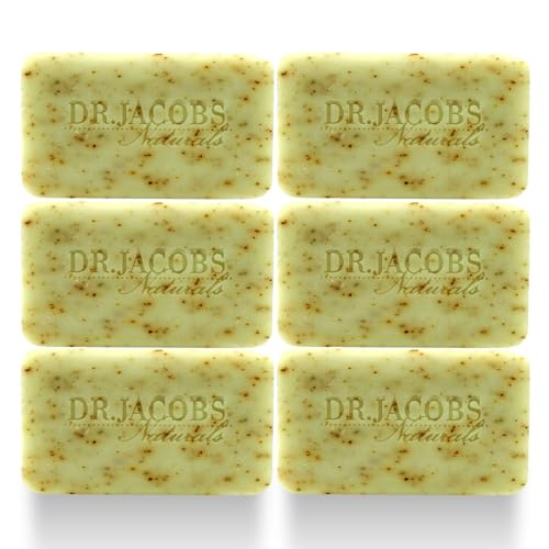 Dr Jacobs Naturals, Triple Milled Loofah Exfoliating Castile Bar Soap (Pack of 6) - Free of Parabens, Sulfates, Synthetics, Gltuen and GMO (Minty Cucumber Mojito)