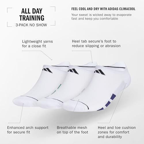 Image of adidas Men's All Day Training Quarter Socks sports performance above the ankle height with cushioning for running (3-Pair)