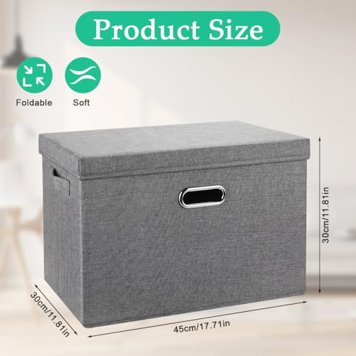 Image of STHIRA Car Trunk Organizer Box, Car Boot Organizer, Folding Cloth Organizer Case with Lid & Handles, Multipurpose Organizer Box for Home Car, 45 x 30 x 30cm