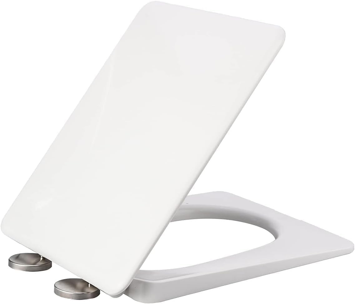 Durable plastic Soft-close White Toilet Seat With Stainless Steel Hinges And Quick-release Design Easy to clean
