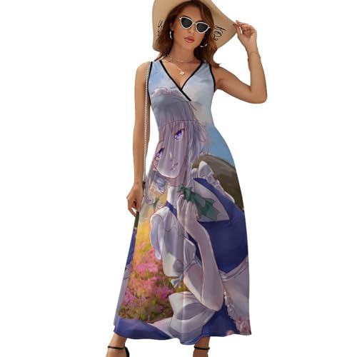Robe longue d'été sans manches en Fleur : maxi robe décontractée à col en V